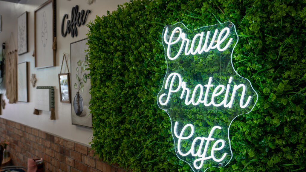 Crave Protein Cafe Neon sign