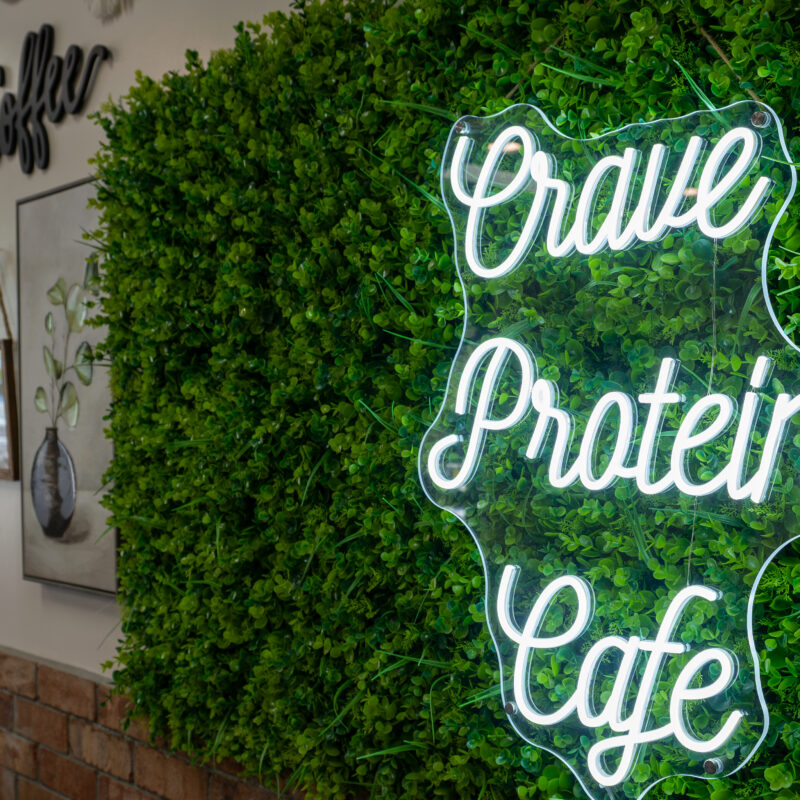 Crave Protein Cafe Neon sign