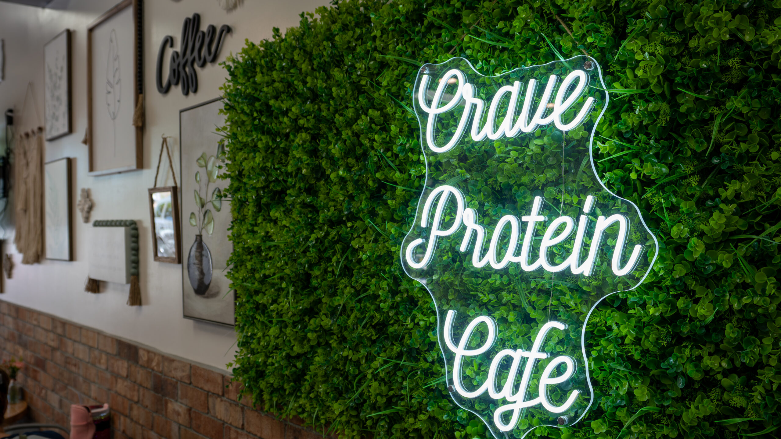 Crave Protein Cafe Neon sign